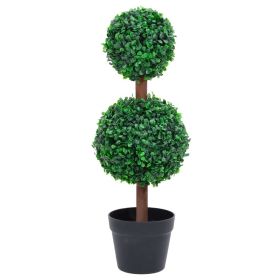 Artificial Boxwood Plant with Pot Ball Shaped Green 23.6" - Green