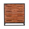 Handmade Dresser with Grain Details and 4 Drawers, Brown and Black - as Pic