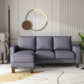 Modern Living Room Furniture L Shape Sofa with Ottoman  - DARK GREY