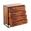 Handmade Dresser with Grain Details and 4 Drawers, Brown and Black - as Pic