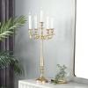 DecMode Traditional Five Tulip Shaped Candelabra Style Candle Holder, 13"W x 24"H with Aluminum Gold Polished Finish - DecMode
