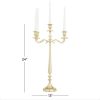 DecMode Traditional Five Tulip Shaped Candelabra Style Candle Holder, 13"W x 24"H with Aluminum Gold Polished Finish - DecMode