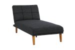 Black Polyfiber 1pc Adjustable Chaise Bed Living Room Solid wood Legs Tufted Couch - as Pic