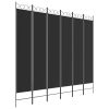 6-Panel Room Divider Black 94.5"x86.6" Fabric - Black