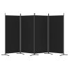 4-Panel Room Divider Black 136.2"x70.9" Fabric - Black