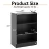 3-Tier Bookcase Open Display Rack Cabinet with Adjustable Shelves - Black