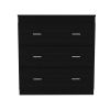 Georgia Three Drawer Dresser, Metal Handles, Superior Top -Black - as Pic