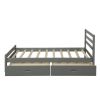 Wood platform bed with two drawers, full - Gray