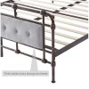 Queen size High Boad Metal bed with soft head and tail, no spring, easy to assemble, no noise - Gray - Metal
