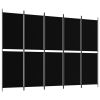 5-Panel Room Divider Black 98.4"x70.9" Fabric - Black