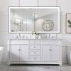 Rectangular Single Aluminum Framed Anti-Fog LED Light Wall Bathroom Vanity Mirror - 60*28 - Matte Black