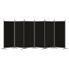 6-Panel Room Divider Black 204.7"x70.9" Fabric - Black