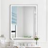 Rectangular Single Aluminum Framed Anti-Fog LED Light Wall Bathroom Vanity Mirror - 40*32 - Matte Black