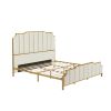King Size Bed Frame,Upholstered Platform Bed & High headboard with Wood Slat Support,No Box Spring Needed,Easy Assembly, Velvet White  - White - Metal