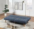 Navy Color Modern Convertible Sofa 1pc Set Couch Polyfiber Plush Tufted Cushion Sofa Living Room Furniture Wooden Legs - as Pic
