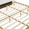 King Size Bed Frame,Upholstered Platform Bed & High headboard with Wood Slat Support,No Box Spring Needed,Easy Assembly, Velvet White  - White - Metal