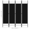 4-Panel Room Divider Black 63"x70.9" - Black