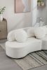 103.9" Modern Living Room Sofa Lamb Velvet Upholstered Couch Furniture for Home or Office, Beige - as Pic