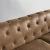 Classic Traditional Living Room Upholstered Sofa with high-tech Fabric Surface/ Chesterfield Tufted Fabric Sofa Couch  - Brown - High Tech Fabric