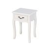 White Living Room Floor-standing Storage Table with a Drawer;  4 Curved Legs - 14.96"L x 12.2"W x 21.45"H