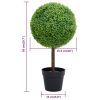Artificial Boxwood Plant with Pot Ball Shaped Green 19.7" - Green