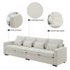 104" 4-Seater Modern Linen Fabric Sofa with Armrest Pockets and 4 Pillows,Minimalist Style Couch for Living Room, Apartment, Office,3 Colors  - Beige