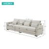 104" 4-Seater Modern Linen Fabric Sofa with Armrest Pockets and 4 Pillows,Minimalist Style Couch for Living Room, Apartment, Office,3 Colors  - Beige