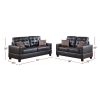 Living Room Furniture 2pc Sofa Set Espresso Faux Leather Tufted Sofa Loveseat w Pillows Cushion Couch - as Pic