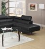 Black Color Sectional Living Room Furniture Faux Leather Adjustable Headrest Right Facing Chaise & Left Facing Sofa - as Pic