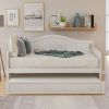 Twin Wooden Daybed with Trundle Bed, Sofa Bed for Bedroom Living Room,White - as pic