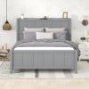 Full Size Platform Bed with Drawers and Storage Shelves, Gray - as Pic