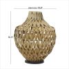 DecMode 17" Handmade Woven Brown Plastic Rattan Vase with Black Metal Base - DecMode