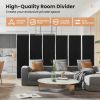 6 Feet 6-Panel Room Divider with Steel Support Base - black