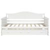 Twin Wooden Daybed with Trundle Bed, Sofa Bed for Bedroom Living Room,White - as pic
