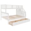 Stairway Twin-Over-Full Bunk Bed with Drawer, Storage and Guard Rail for Bedroom, Dorm, for Adults, White color(OLD SKU :LP000219AAK) - as pic