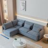 Modular L-shaped Corner sofa ; Left Hand Facing Sectional Couch;  Grey Cotton Linen-90.9'' - Grey - Seats 5