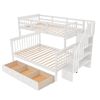 Stairway Twin-Over-Full Bunk Bed with Drawer, Storage and Guard Rail for Bedroom, Dorm, for Adults, White color(OLD SKU :LP000219AAK) - as pic