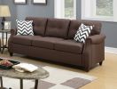 2pcs Sofa set Living Room Furniture Dark Coffee Plush Polyfiber Sofa Loveseat w Console Pillows Couch - as Pic