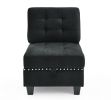 U shape Modular Sectional Sofa; DIY Combination; includes Four Single Chair and Two Corner; Black Velvet - Black