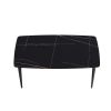 63"Modern artificial stone black curved black metal leg dining table -6 people - as Pic