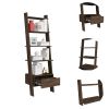Hamburg Ladder Bookcase, Five Open Shelves, One Drawer - Dark Walnut