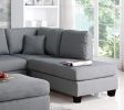 Grey Color 3pcs Sectional Living Room Furniture Reversible Chaise Sofa And Ottoman Polyfiber Linen Like Fabric Cushion Couch - as Pic