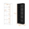 Sutton 4 Shelves Bookcase with Modern Storage Shelves - Black