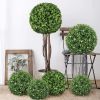 Artificial Boxwood Topiary Ball;  Indoor Outdoor Artificial Plant Ball Wedding Party Decoration (Ball with White Flower) - 15‘’