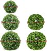 Artificial Boxwood Topiary Ball;  Indoor Outdoor Artificial Plant Ball Wedding Party Decoration (Ball with White Flower) - 15‘’