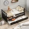 Multi-Functional Daybed with Drawers and Trundle, Espresso - as pic