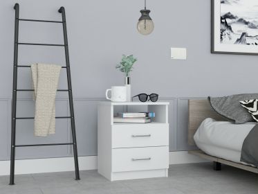 Napoles Nightstand; Superior Top; Two Drawers; One Shelf -White - as Pic