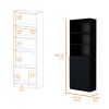Sutton 2-Door Bookcase, Storage with Multi-Level Shelves and Double Door Design - Black