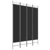 4-Panel Room Divider Black 63"x86.6" Fabric - Black