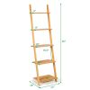 5-Tier Modern Bamboo Wall-Leaning Display Ladder Bookshel - Natural